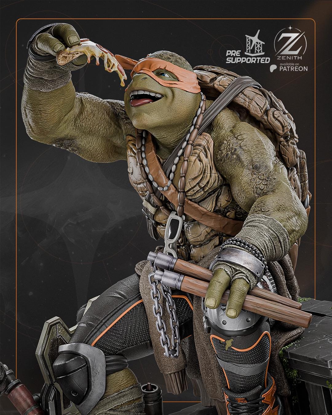 The Laughing Shadow - Ninja Turtle Comic Sewer Martial Artist Michelangelo Resin Figure 16K