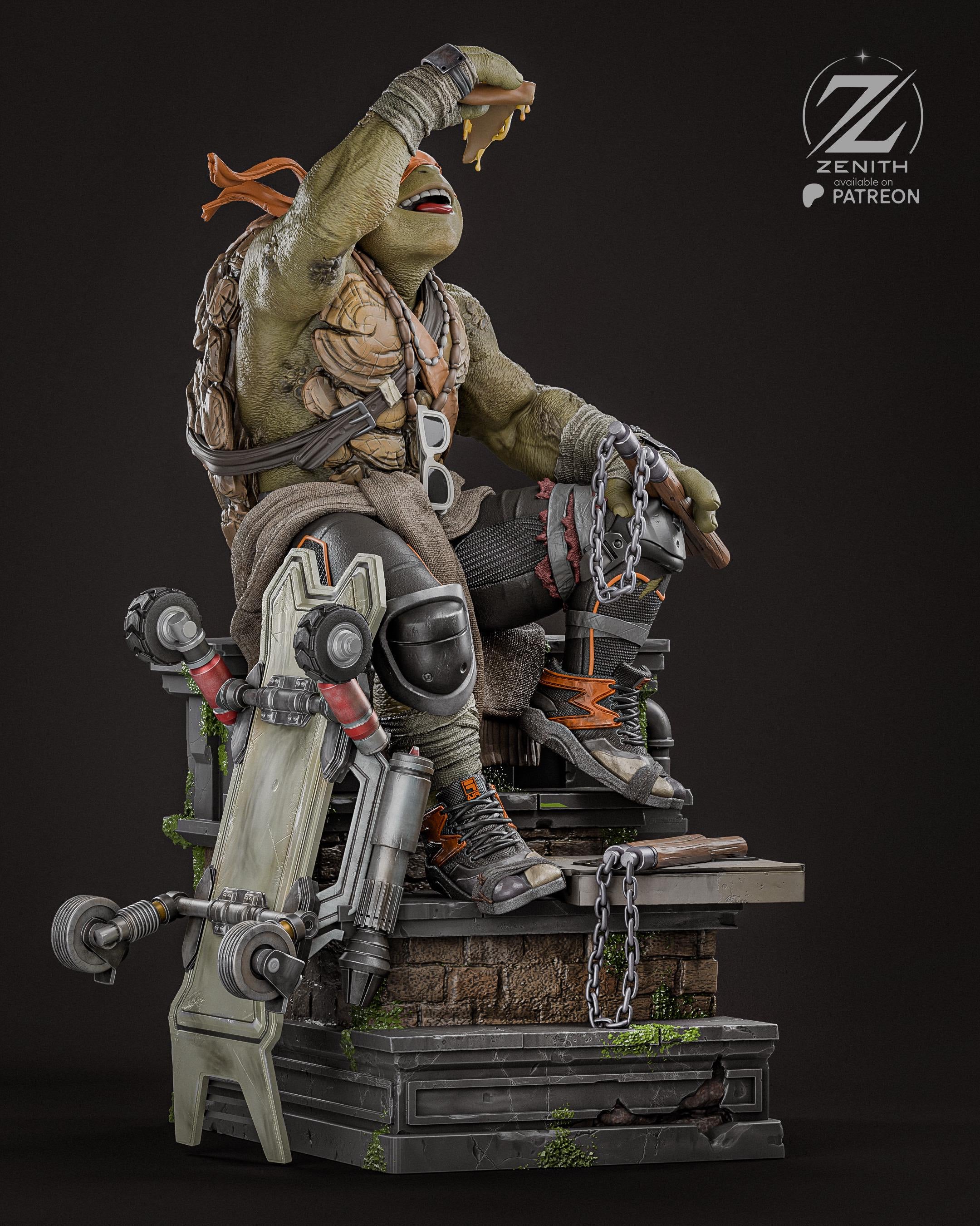 The Laughing Shadow - Ninja Turtle Comic Sewer Martial Artist Michelangelo Resin Figure 16K