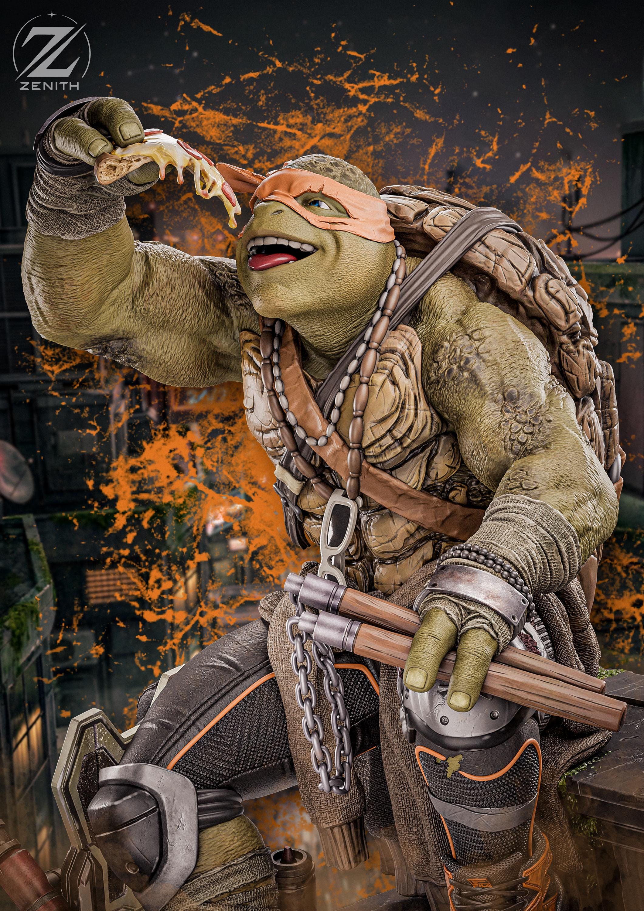The Laughing Shadow - Ninja Turtle Comic Sewer Martial Artist Michelangelo Resin Figure 16K