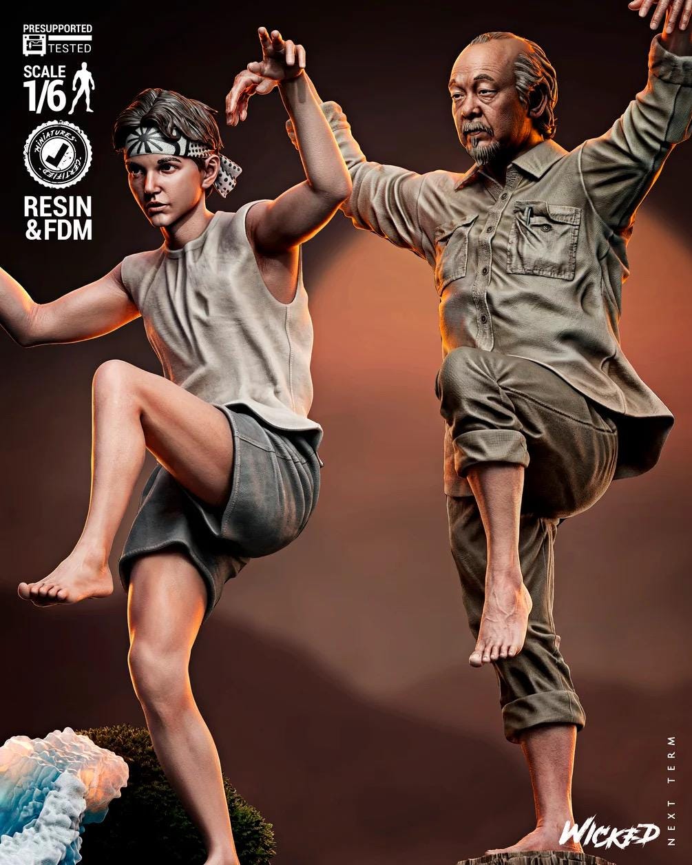 The Lesson Of The Crane - Martials Arts Karate Training Scene Karate Kid Resin Figure 16K