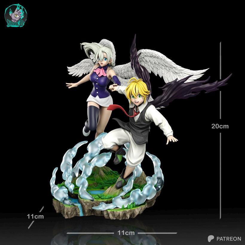 Eternal Bond - God & Goddess Anime Couple Meliodas and Elizabeth Resin Figure 16K
