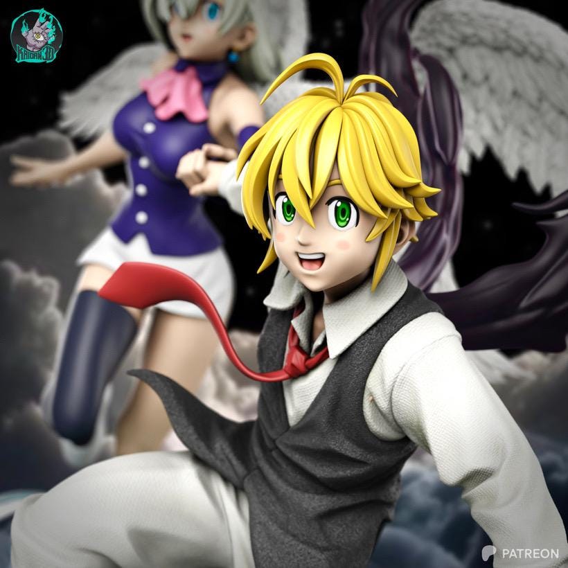 Eternal Bond - God & Goddess Anime Couple Meliodas and Elizabeth Resin Figure 16K