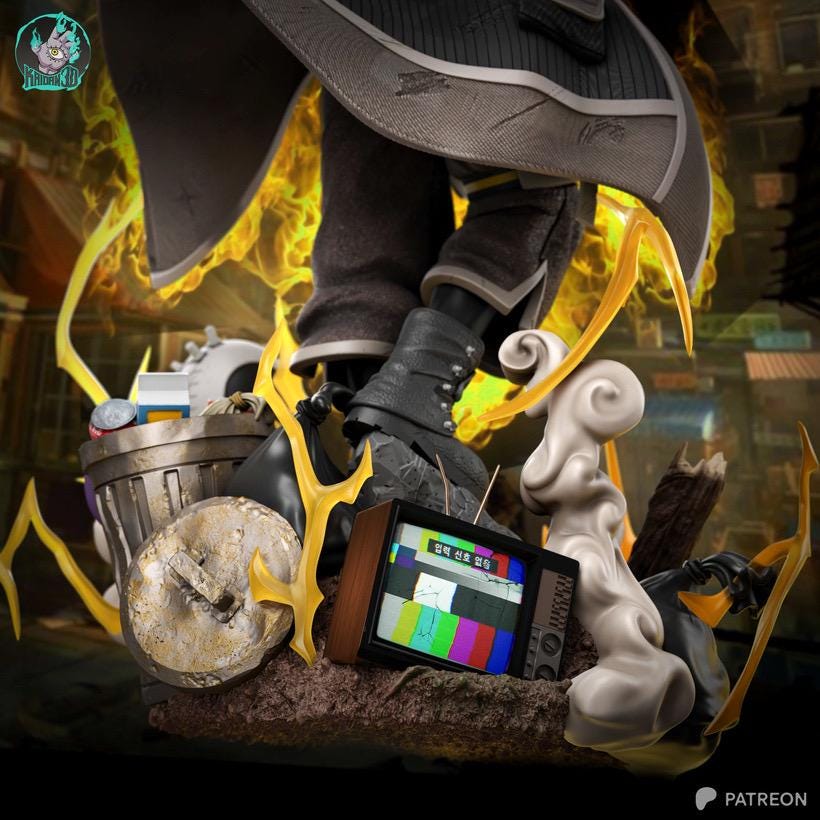 Echoes Of The Trash Realm - Post Apocalyptic Relic Fighter Enjin Resin Figure 16K