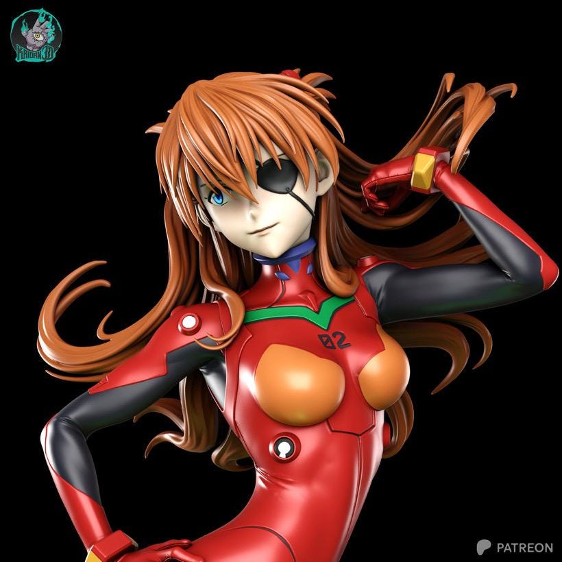 Red Unit Pilot - Anime Pilot Crimson Valkyrie Asuka Langley Resin Figure 16K