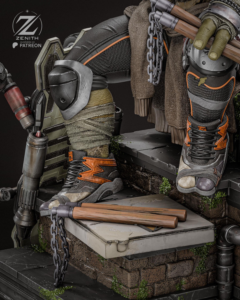 The Laughing Shadow - Ninja Turtle Comic Sewer Martial Artist Michelangelo Resin Figure 16K
