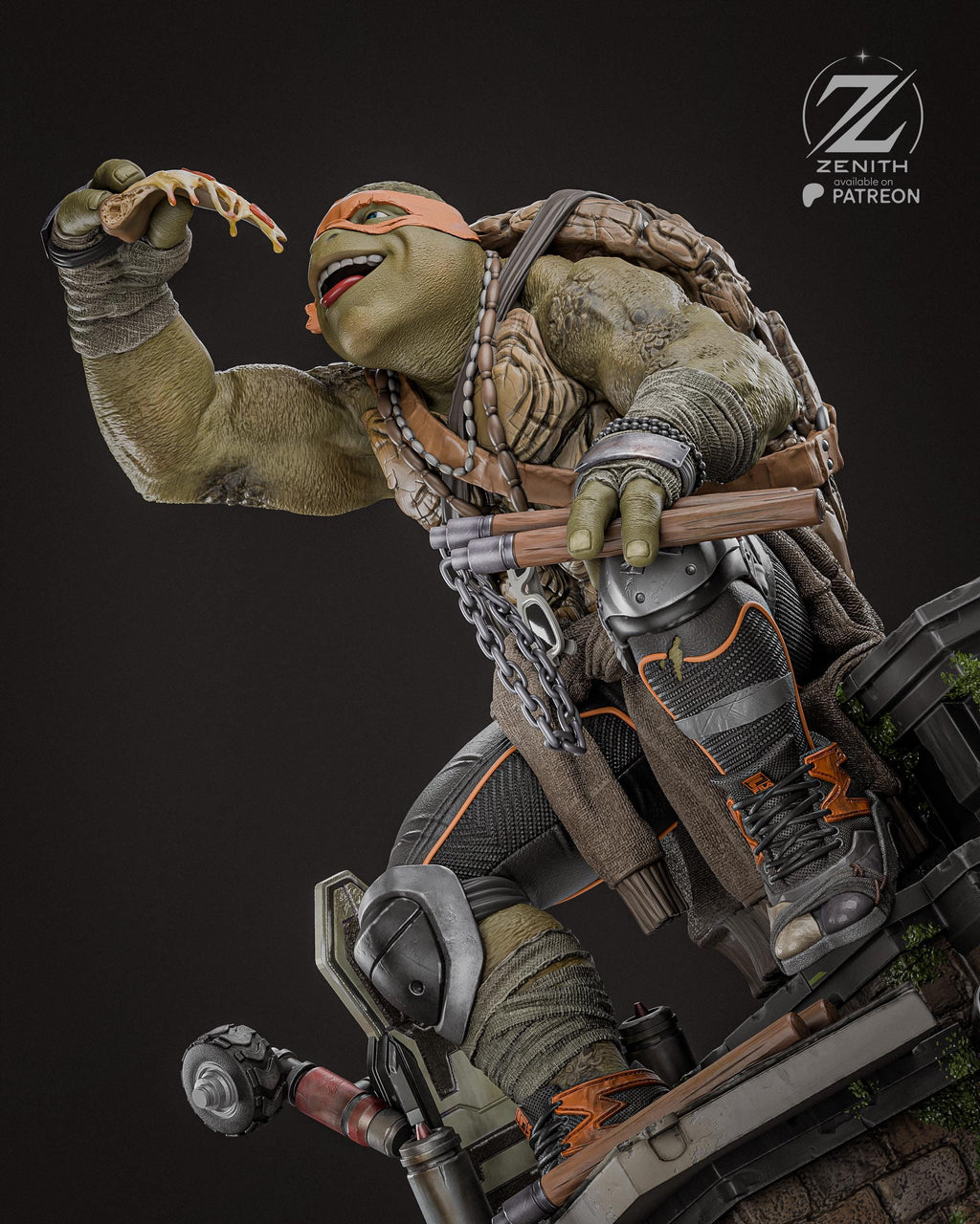The Laughing Shadow - Ninja Turtle Comic Sewer Martial Artist Michelangelo Resin Figure 16K