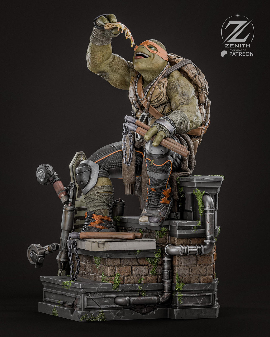 The Laughing Shadow - Ninja Turtle Comic Sewer Martial Artist Michelangelo Resin Figure 16K