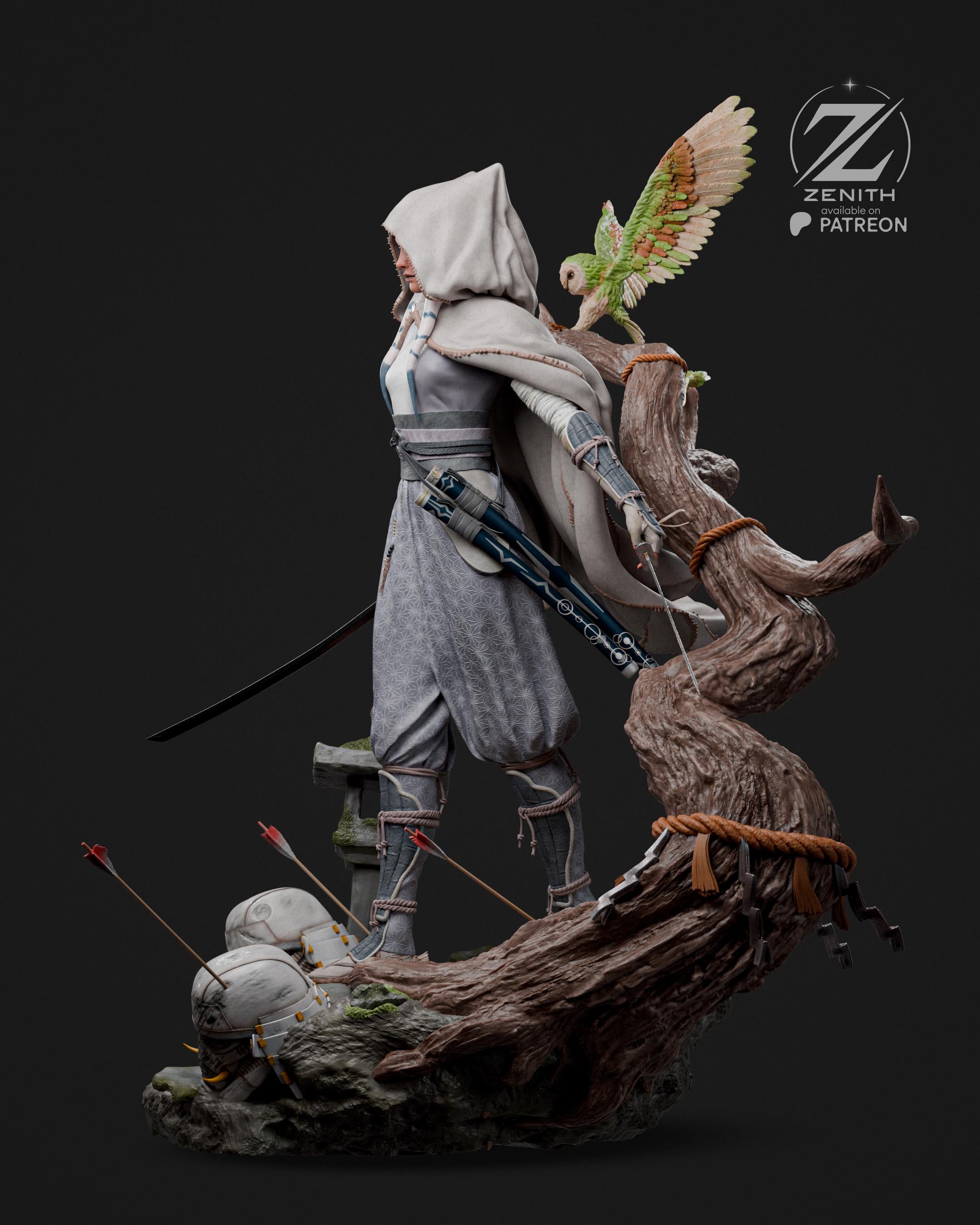 Blades Beneath The Fallen Leaves - Samurai Wanderer Dual Blade Ahsoka Tano Resin Figure 16K