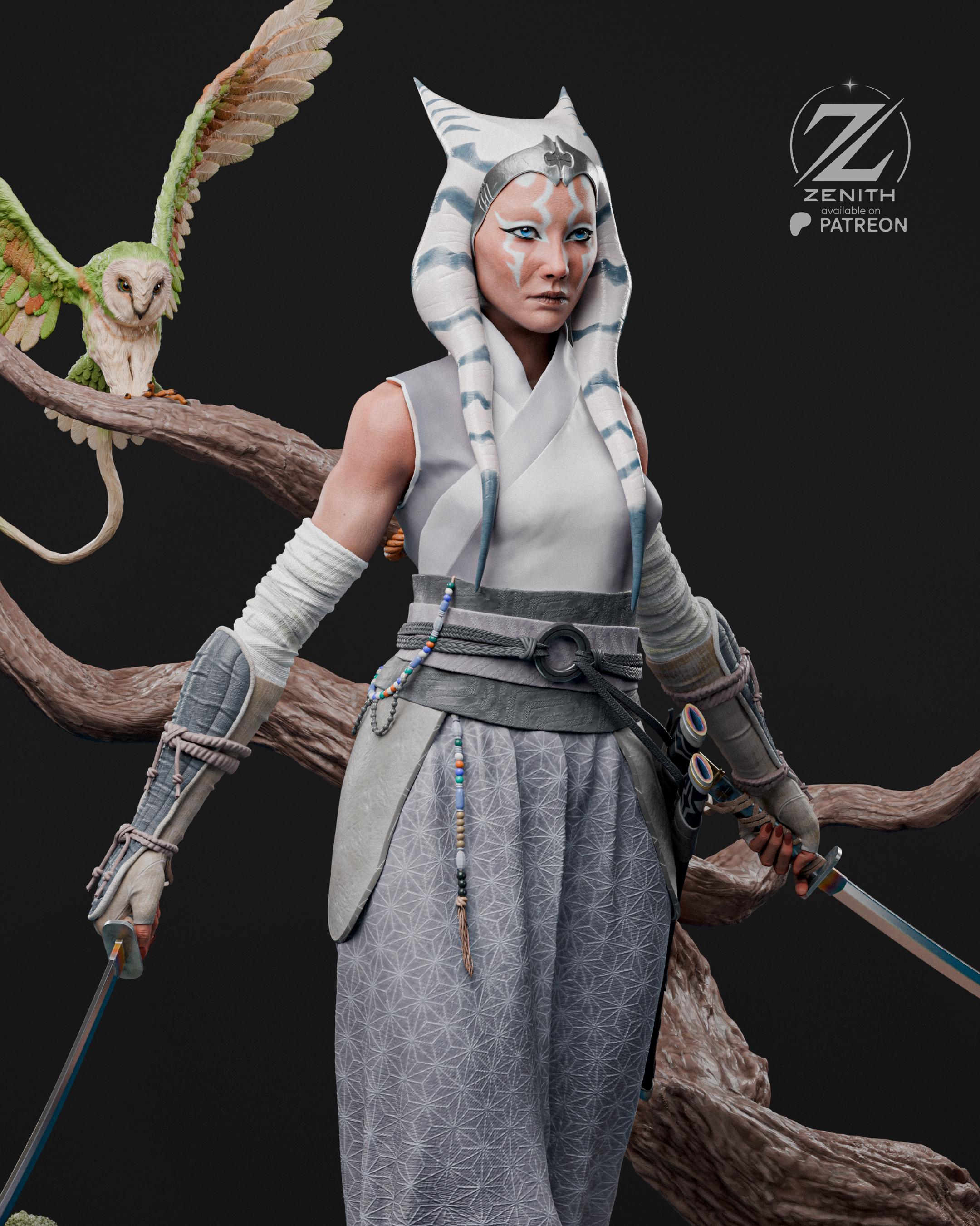 Blades Beneath The Fallen Leaves - Samurai Wanderer Dual Blade Ahsoka Tano Resin Figure 16K