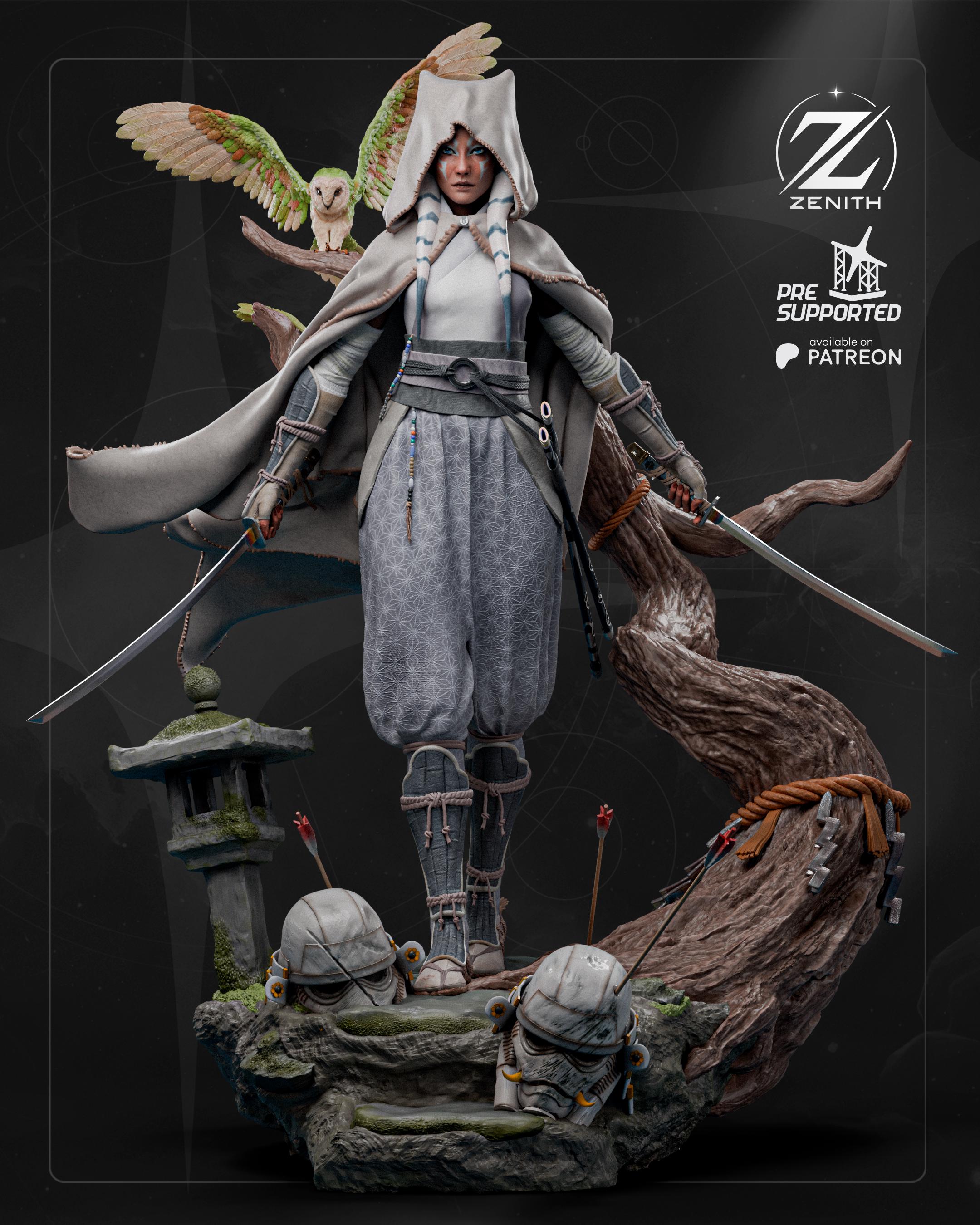 Blades Beneath The Fallen Leaves - Samurai Wanderer Dual Blade Ahsoka Tano Resin Figure 16K
