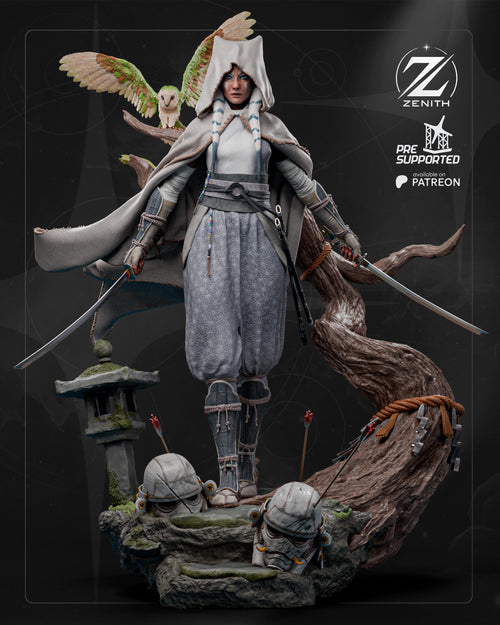 Blades Beneath The Fallen Leaves - Samurai Wanderer Dual Blade Ahsoka Tano Resin Figure 16K