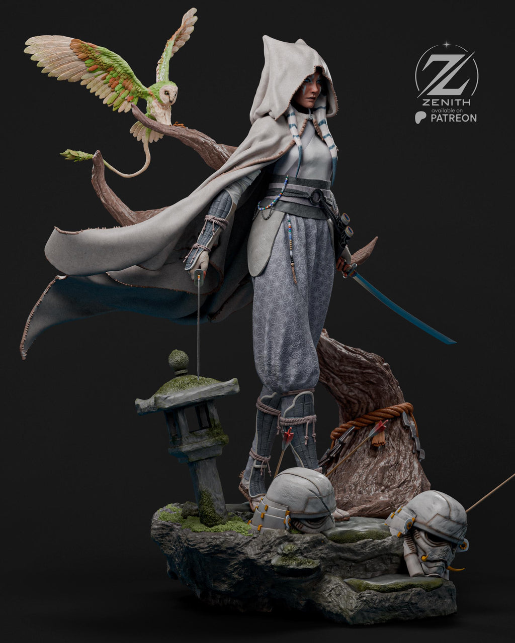 Blades Beneath The Fallen Leaves - Samurai Wanderer Dual Blade Ahsoka Tano Resin Figure 16K