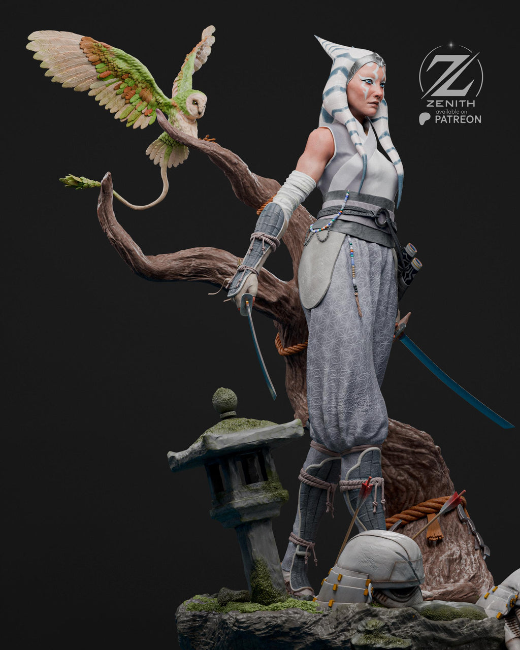 Blades Beneath The Fallen Leaves - Samurai Wanderer Dual Blade Ahsoka Tano Resin Figure 16K