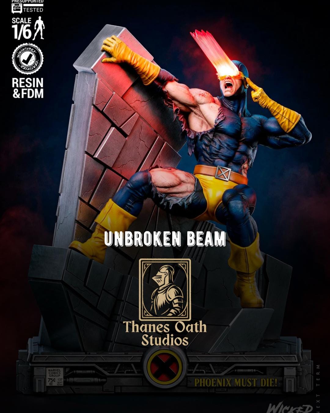 Unbroken Beam - Mutant Superhero Comic Cyclops Resin Figure 16K