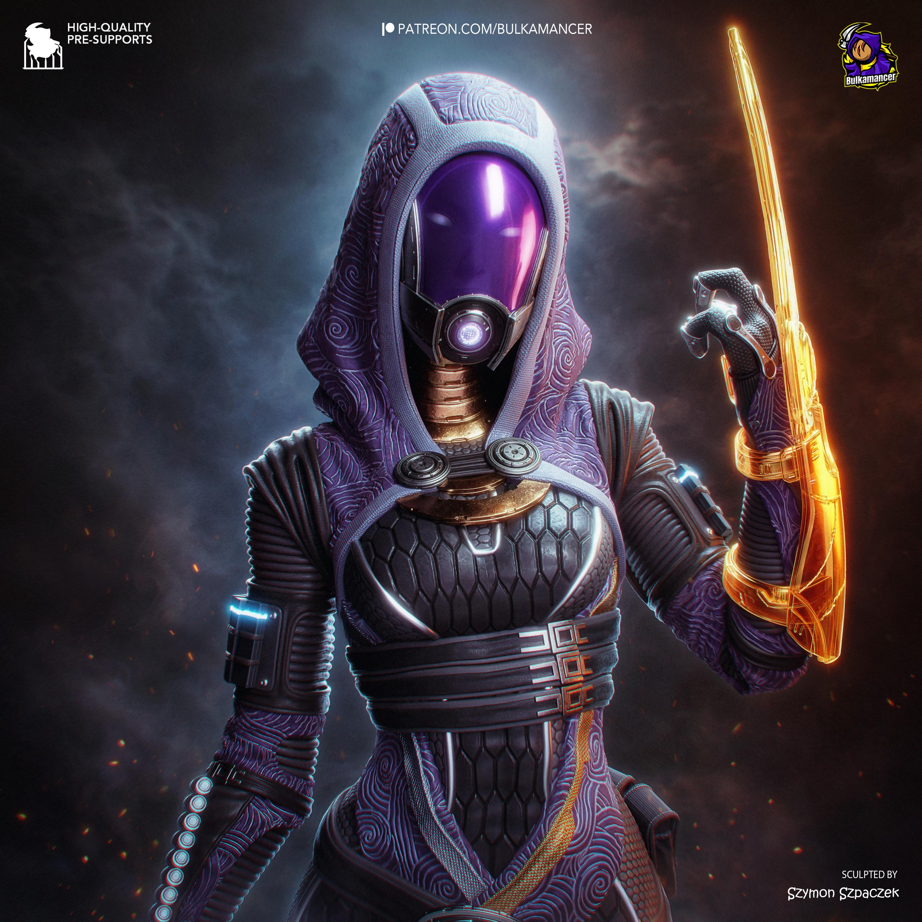 Pilgrim Starfarer - Masked Sci-fi Alien Galaxy Tali’zorah Vas Normandy Resin Figure 16K