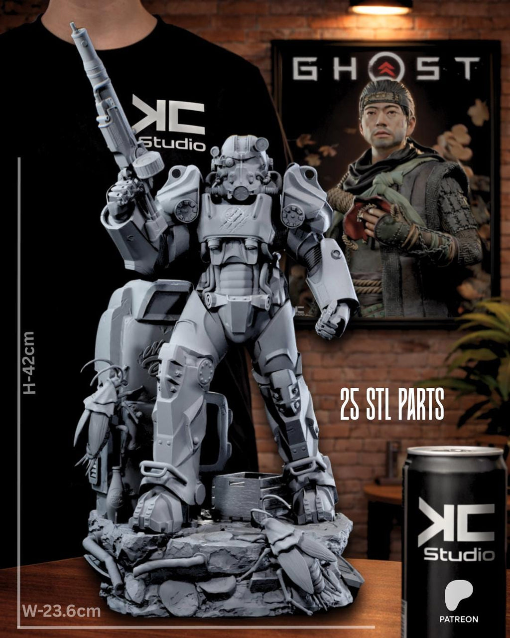 The Walking Bastion - Post Apocalyptic Power Armor Nuclear Wasteland Maximus Resin Figure 16K