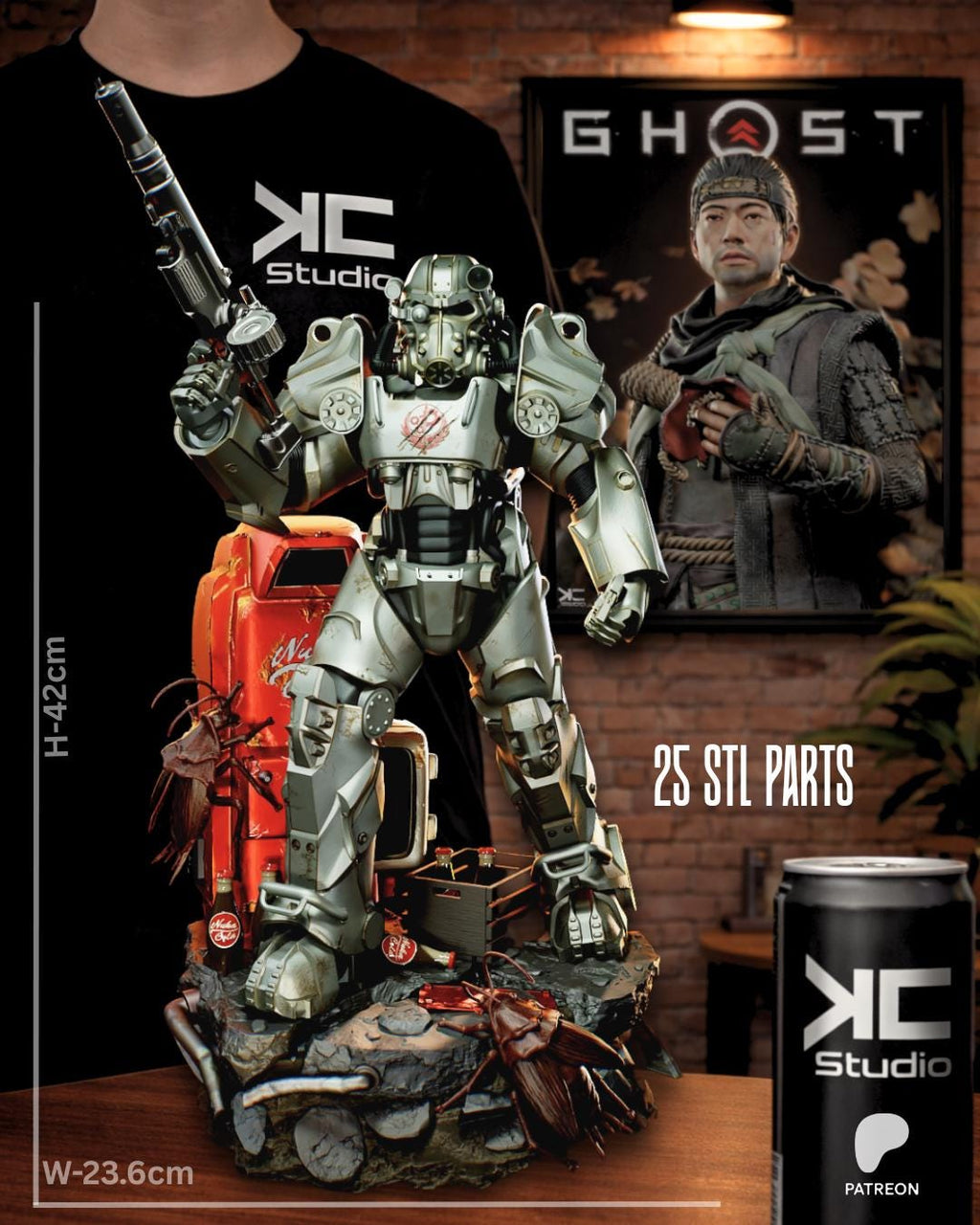 The Walking Bastion - Post Apocalyptic Power Armor Nuclear Wasteland Maximus Resin Figure 16K