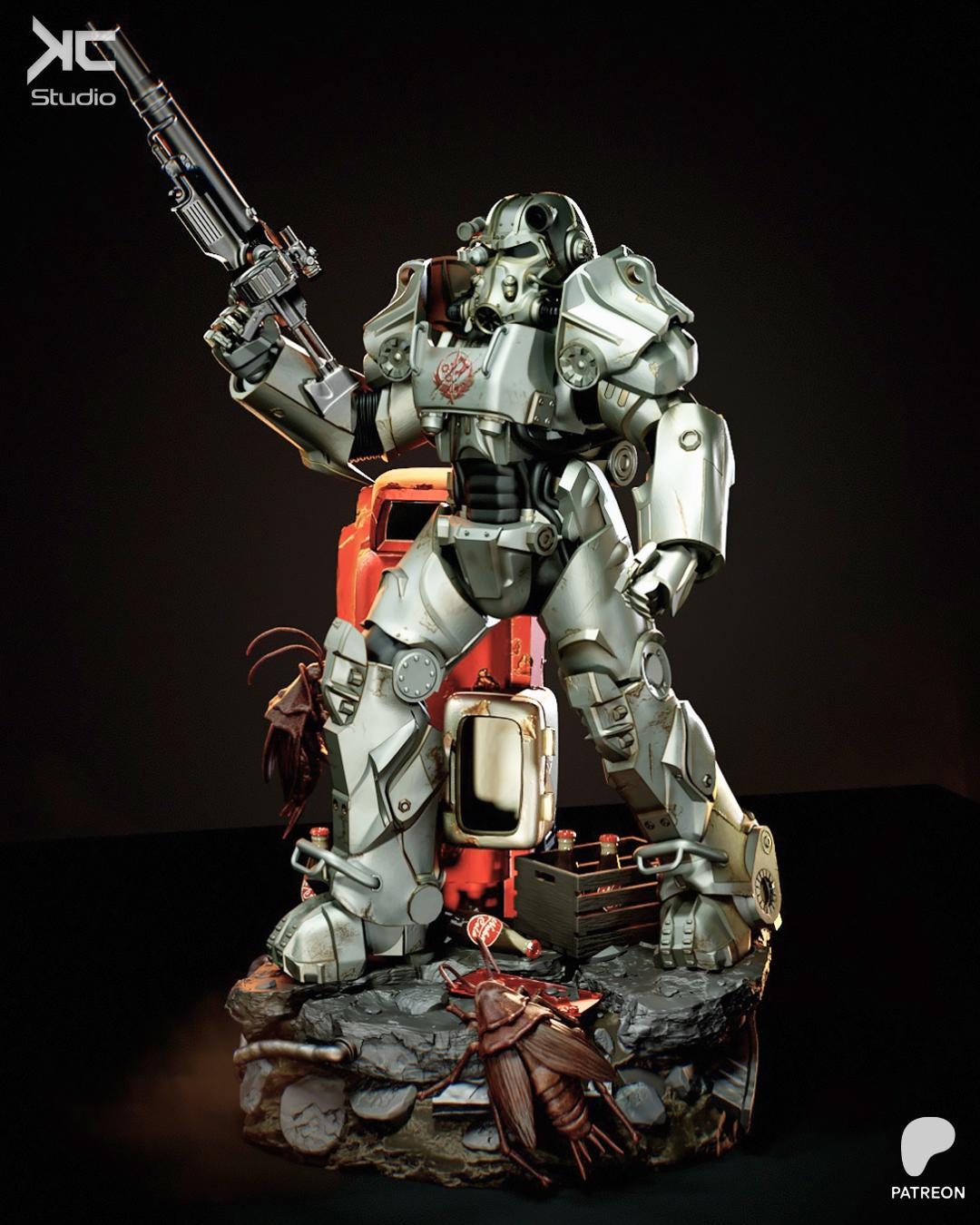 The Walking Bastion - Post Apocalyptic Power Armor Nuclear Wasteland Maximus Resin Figure 16K