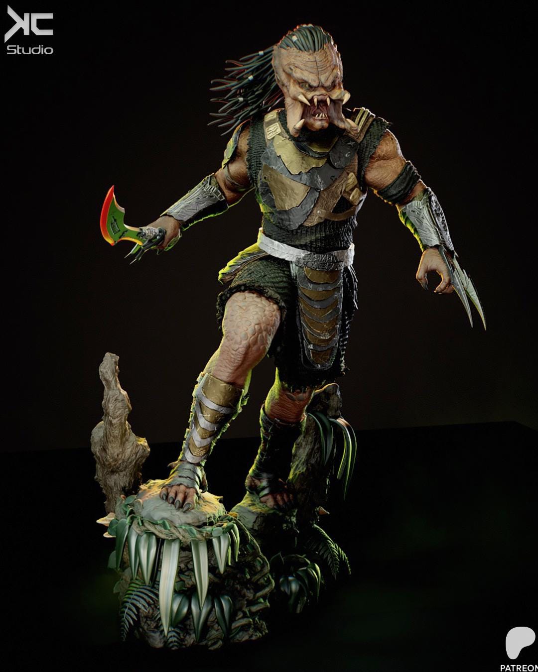 Twin Hunters - Alient Hunter Sci-fi Predator Jungle Warrior Dek And Thia Resin Figure 16K