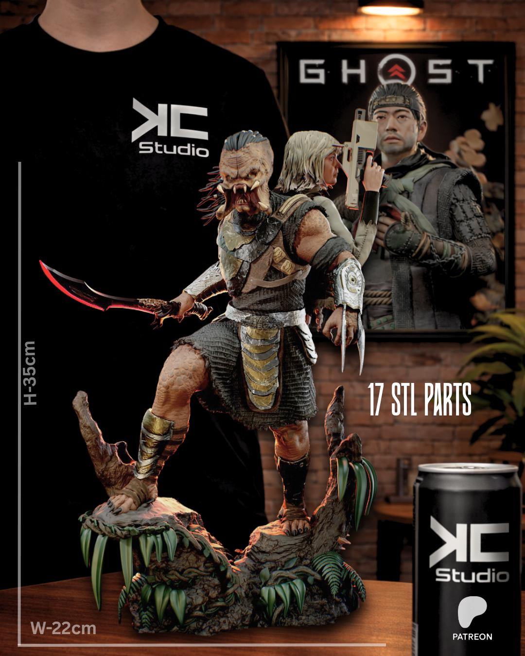 Twin Hunters - Alient Hunter Sci-fi Predator Jungle Warrior Dek And Thia Resin Figure 16K