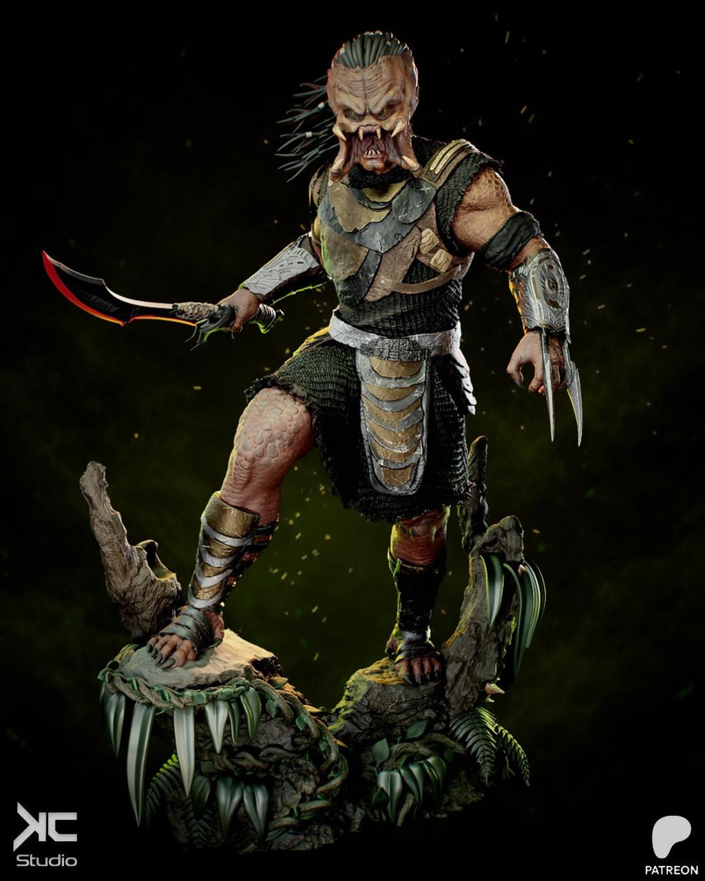 Twin Hunters - Alient Hunter Sci-fi Predator Jungle Warrior Dek And Thia Resin Figure 16K