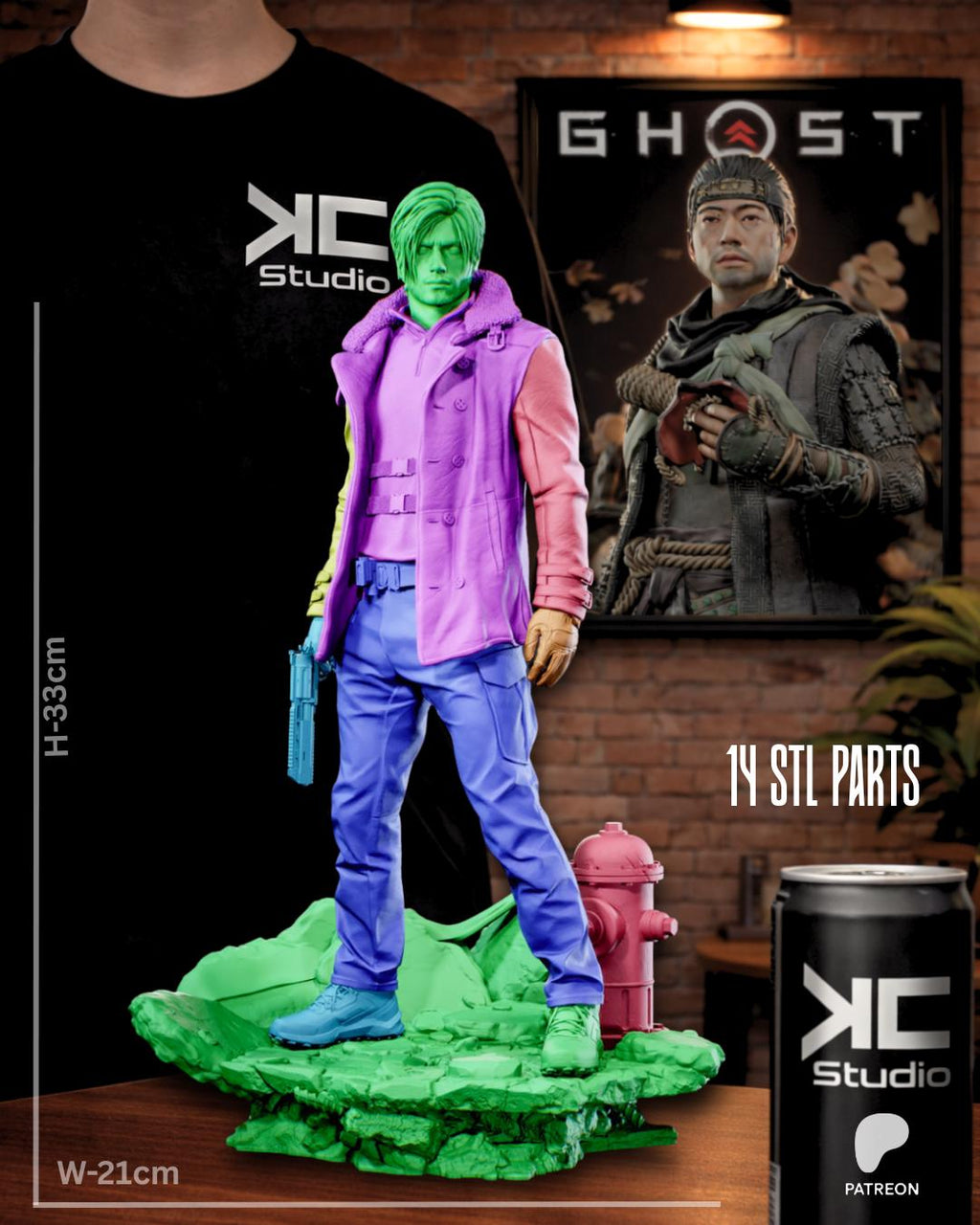 No Way Out - Dark Horror Survival Game Character Leon S Kennedy Resin Figure 16K