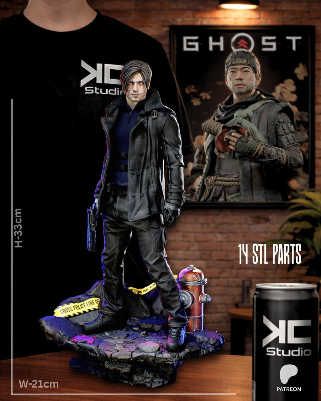 No Way Out - Dark Horror Survival Game Character Leon S Kennedy Resin Figure 16K
