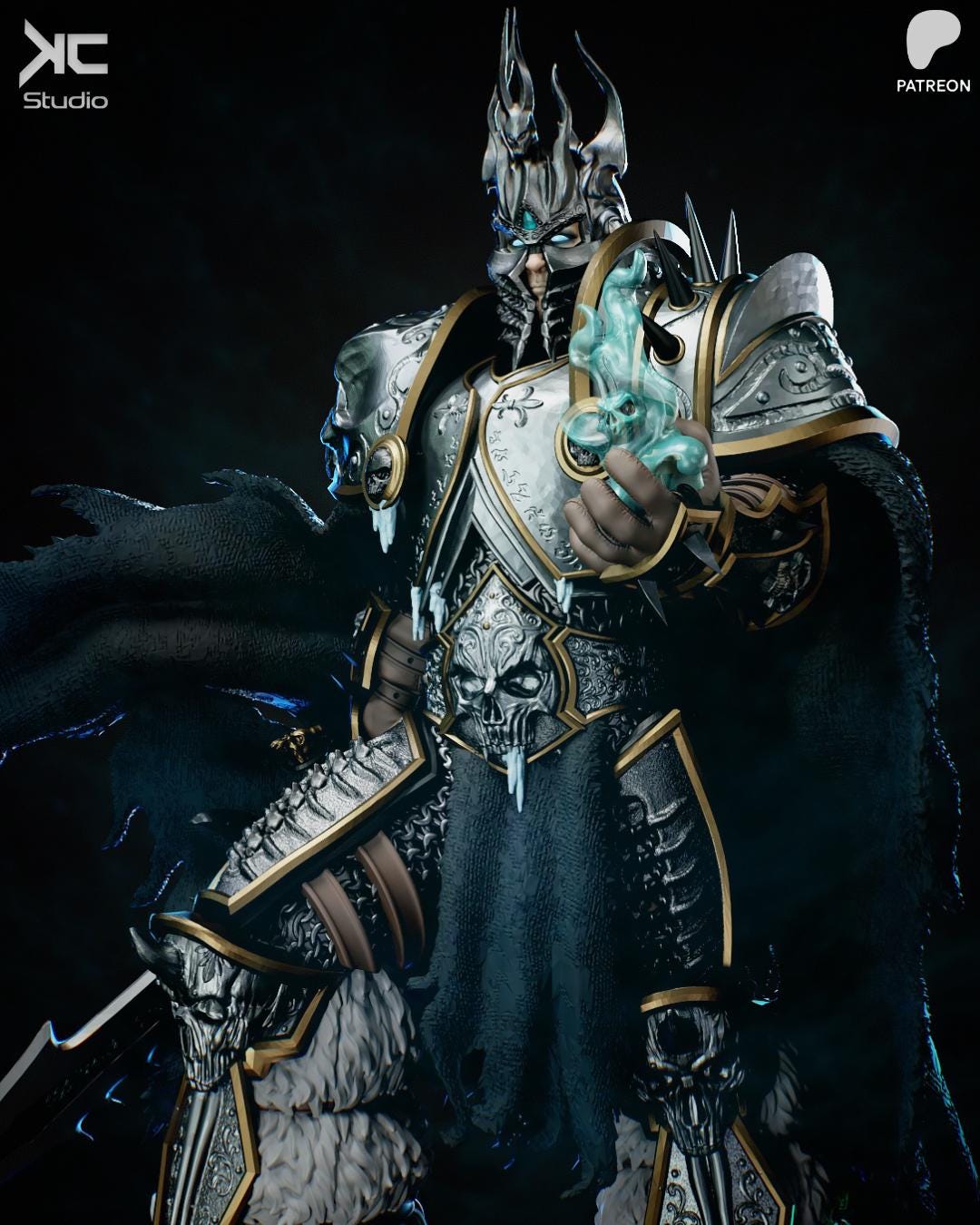 Crown Of Endless Winter - Undead King Fantasy Death Knight The Lich King Resin Figure 16K