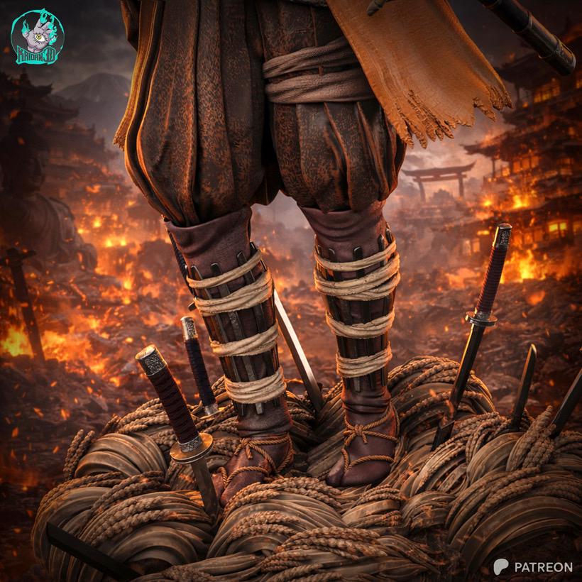 Ashes Of The Wolf - Shinobi Katana Warrior Soulslike Sekiro Resin Figure 16K