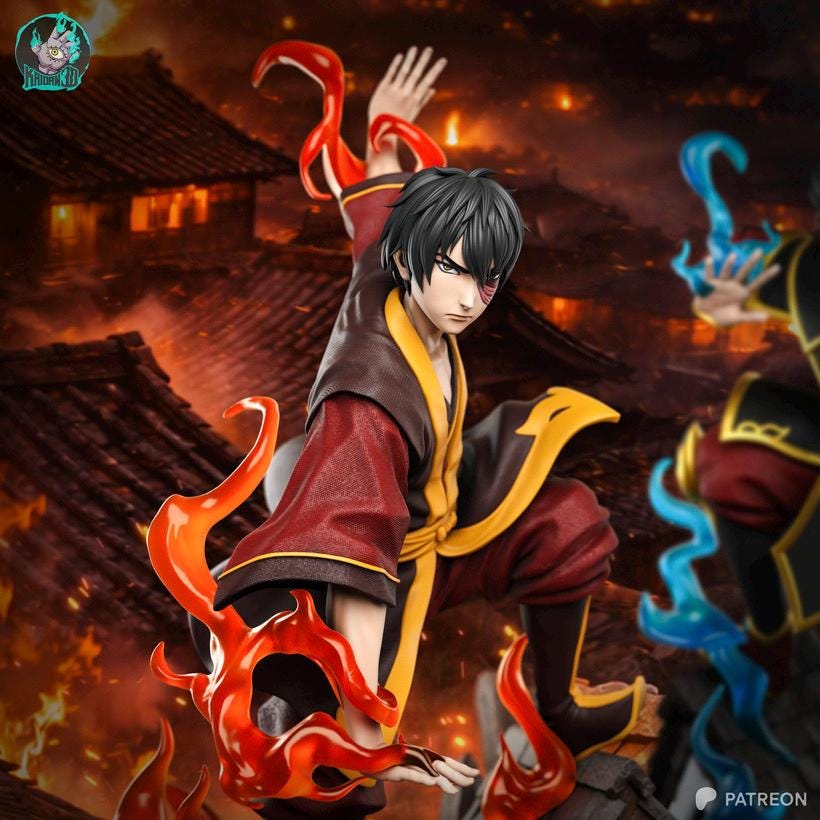 Sins Of The Royal Blood - Anime Fire Nation Duo Zuko x Azula Resin Figure 16K