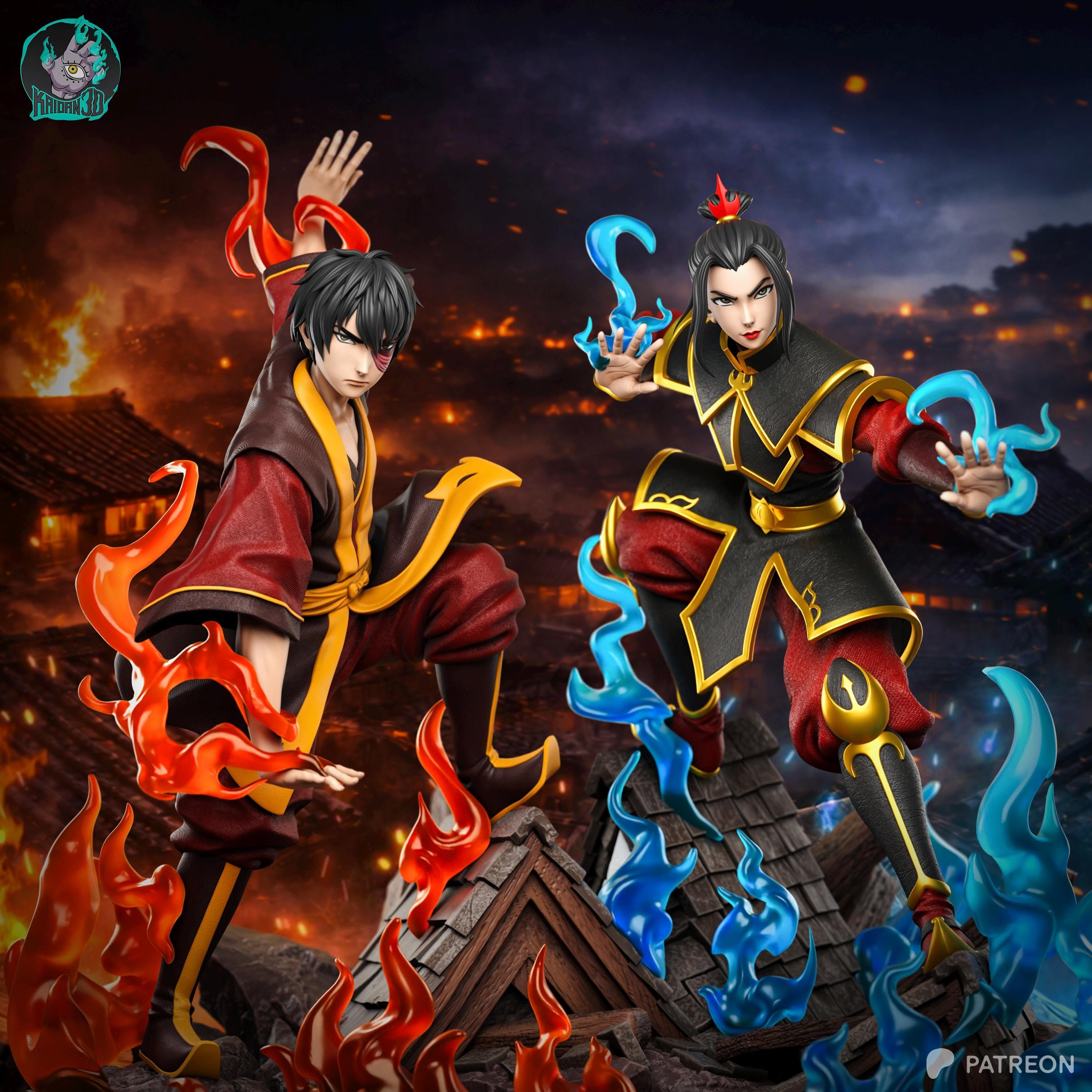 Sins Of The Royal Blood - Anime Fire Nation Duo Zuko x Azula Resin Figure 16K
