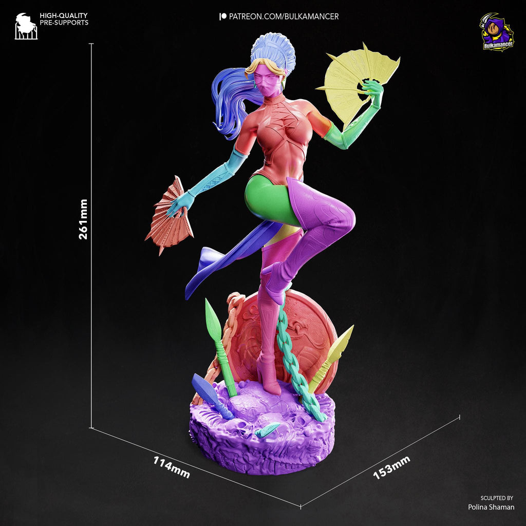 Fan-Borne Fury - Assassin Warrior Fantasy Female Ninja Kitana Resin Figure 16K