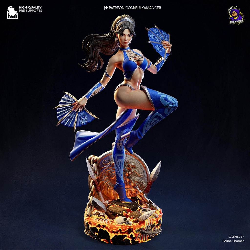 Fan-Borne Fury - Assassin Warrior Fantasy Female Ninja Kitana Resin Figure 16K
