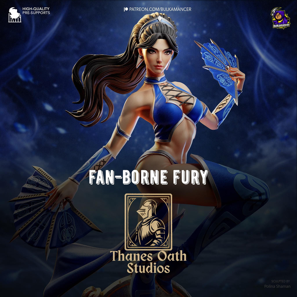 Fan-Borne Fury - Assassin Warrior Fantasy Female Ninja Kitana Resin Figure 16K