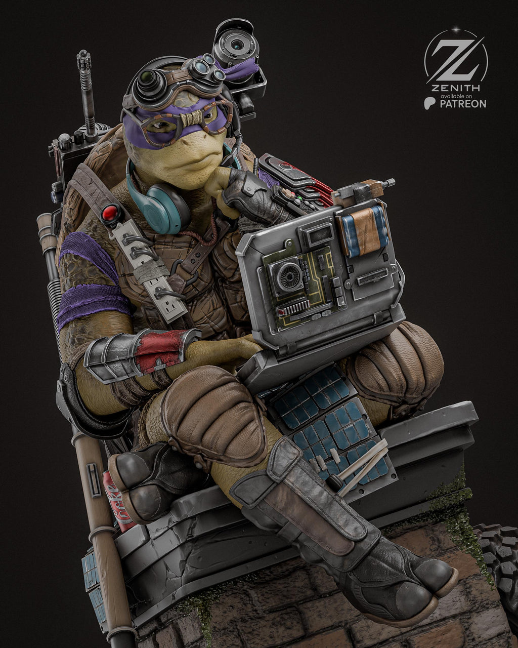 Tech Turtle - Ninja Turtle Sewer Warrior Bo Staff Genius Donatello Resin Figure 16K