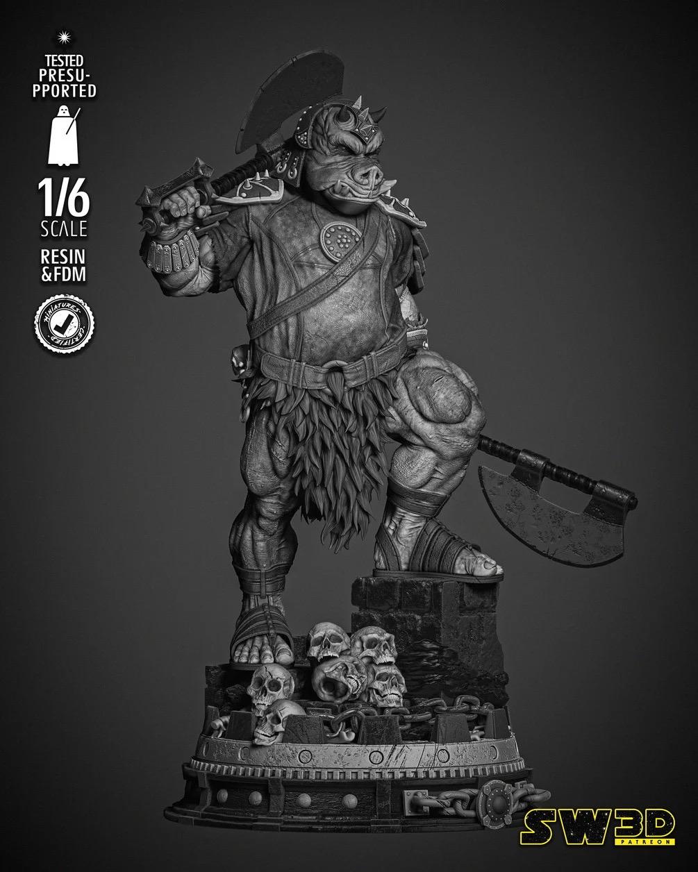 Brute Of The Court - Alien Pig Guard Sci-Fi Galactic Gamorrean Guard Resin Figure 16K