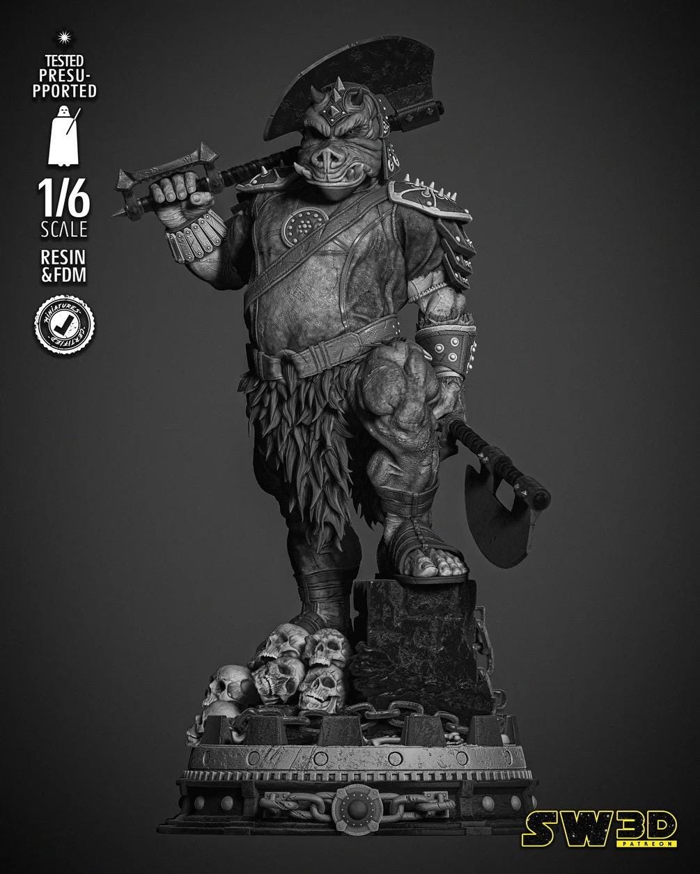 Brute Of The Court - Alien Pig Guard Sci-Fi Galactic Gamorrean Guard Resin Figure 16K