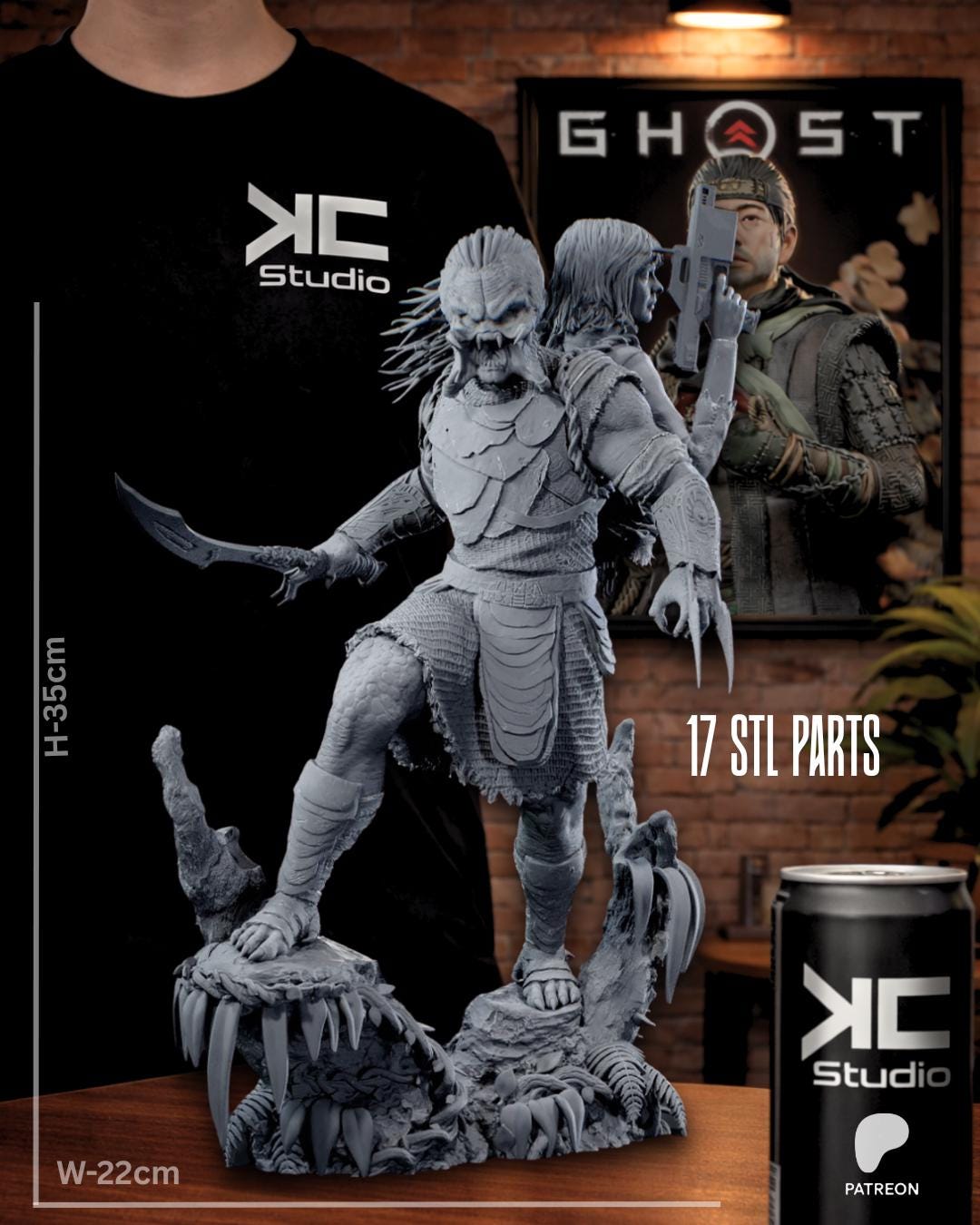 Twin Hunters - Alient Hunter Sci-fi Predator Jungle Warrior Dek And Thia Resin Figure 16K