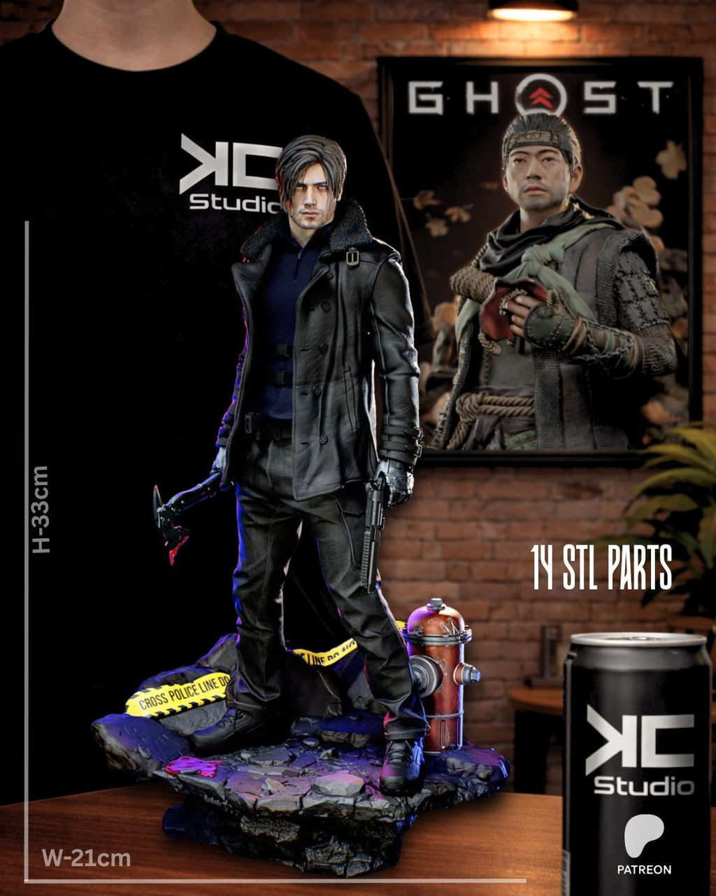 No Way Out - Dark Horror Survival Game Character Leon S Kennedy Resin Figure 16K