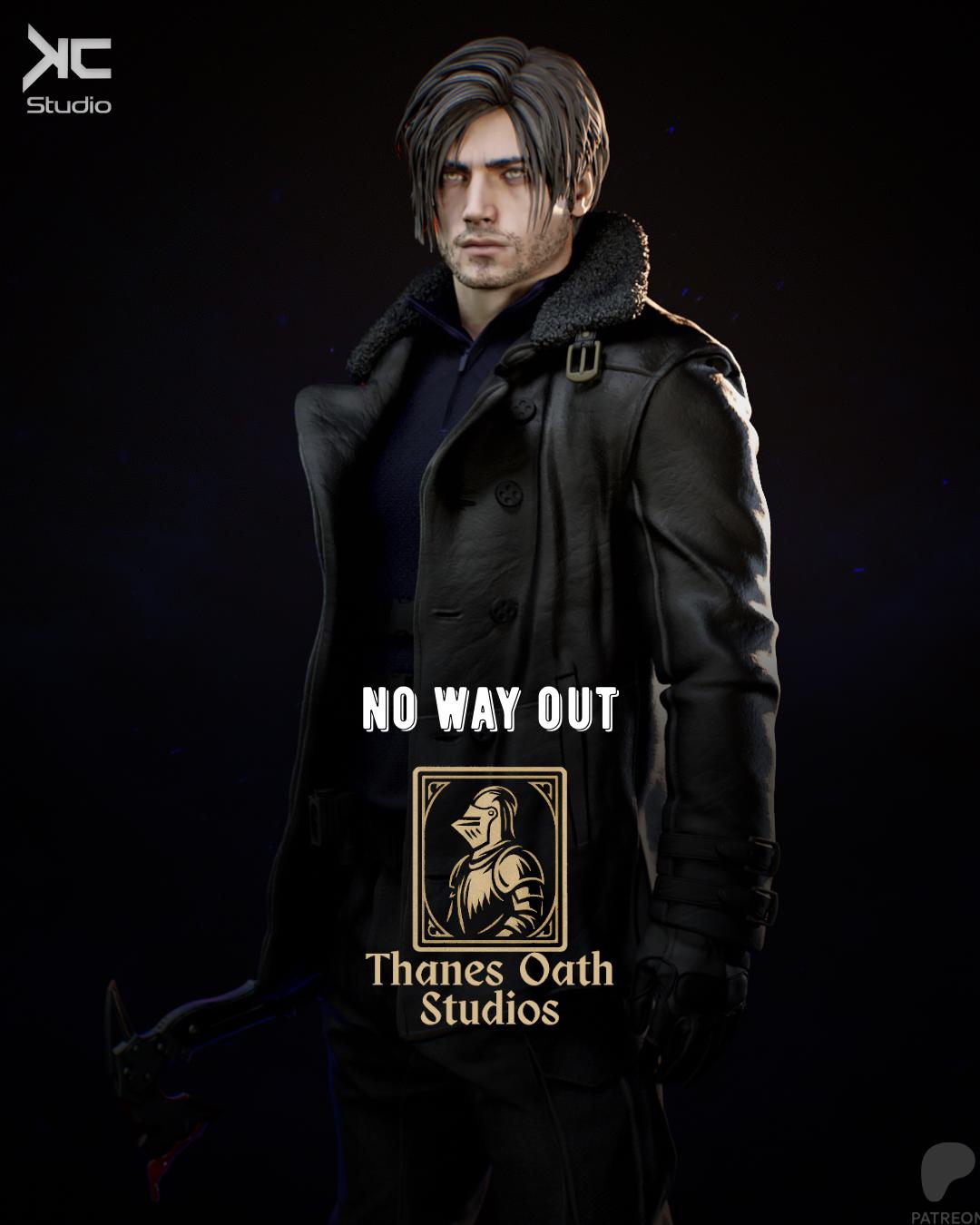 No Way Out - Dark Horror Survival Game Character Leon S Kennedy Resin Figure 16K