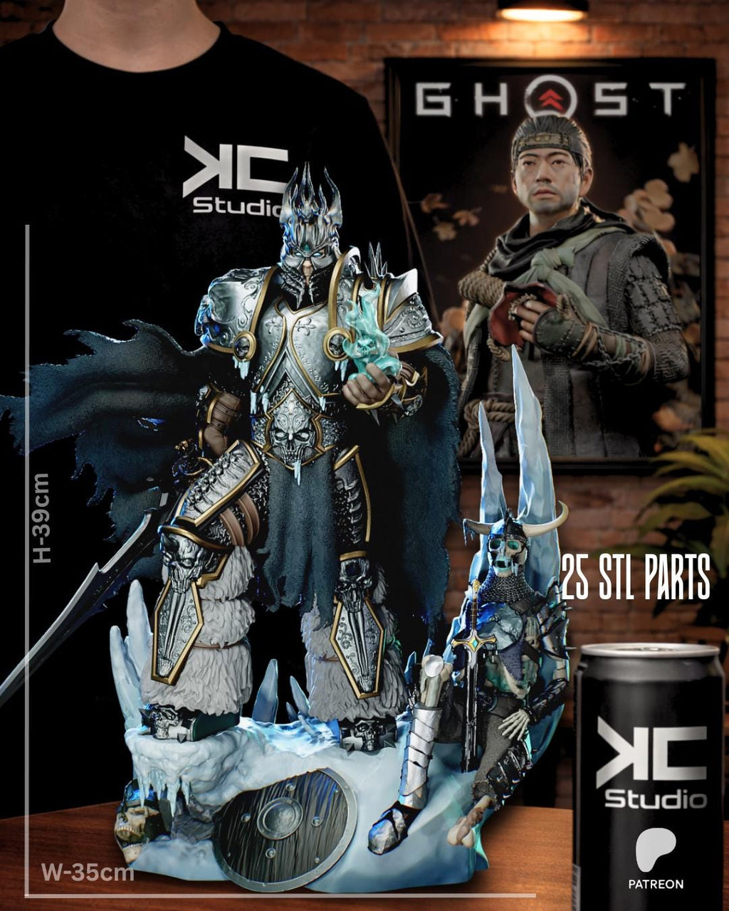 Crown Of Endless Winter - Undead King Fantasy Death Knight The Lich King Resin Figure 16K