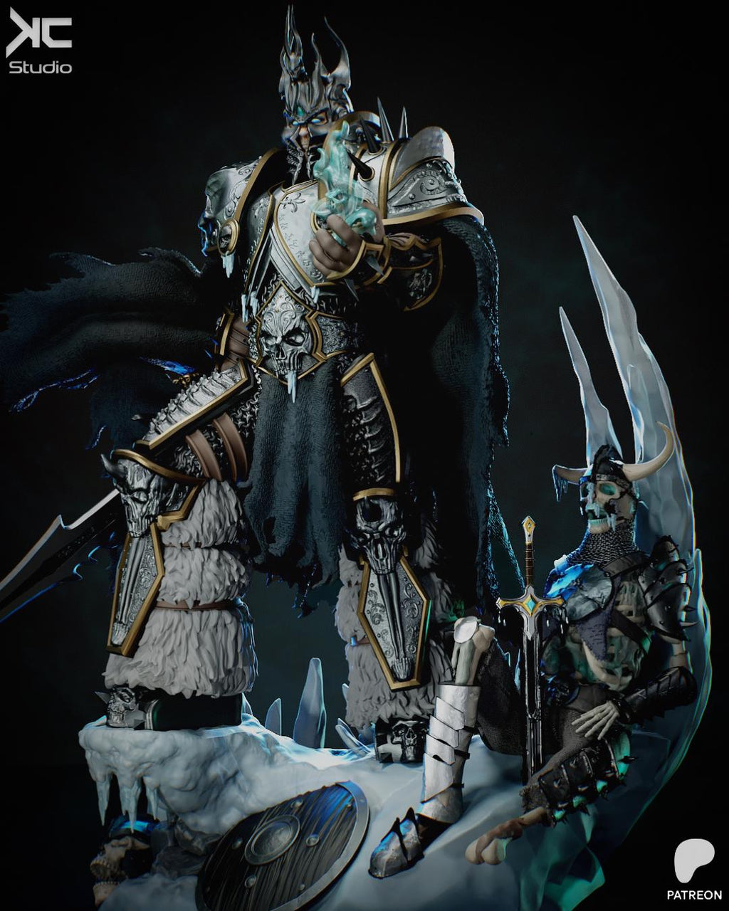 Crown Of Endless Winter - Undead King Fantasy Death Knight The Lich King Resin Figure 16K