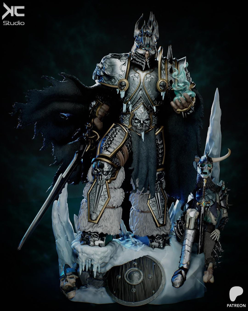 Crown Of Endless Winter - Undead King Fantasy Death Knight The Lich King Resin Figure 16K