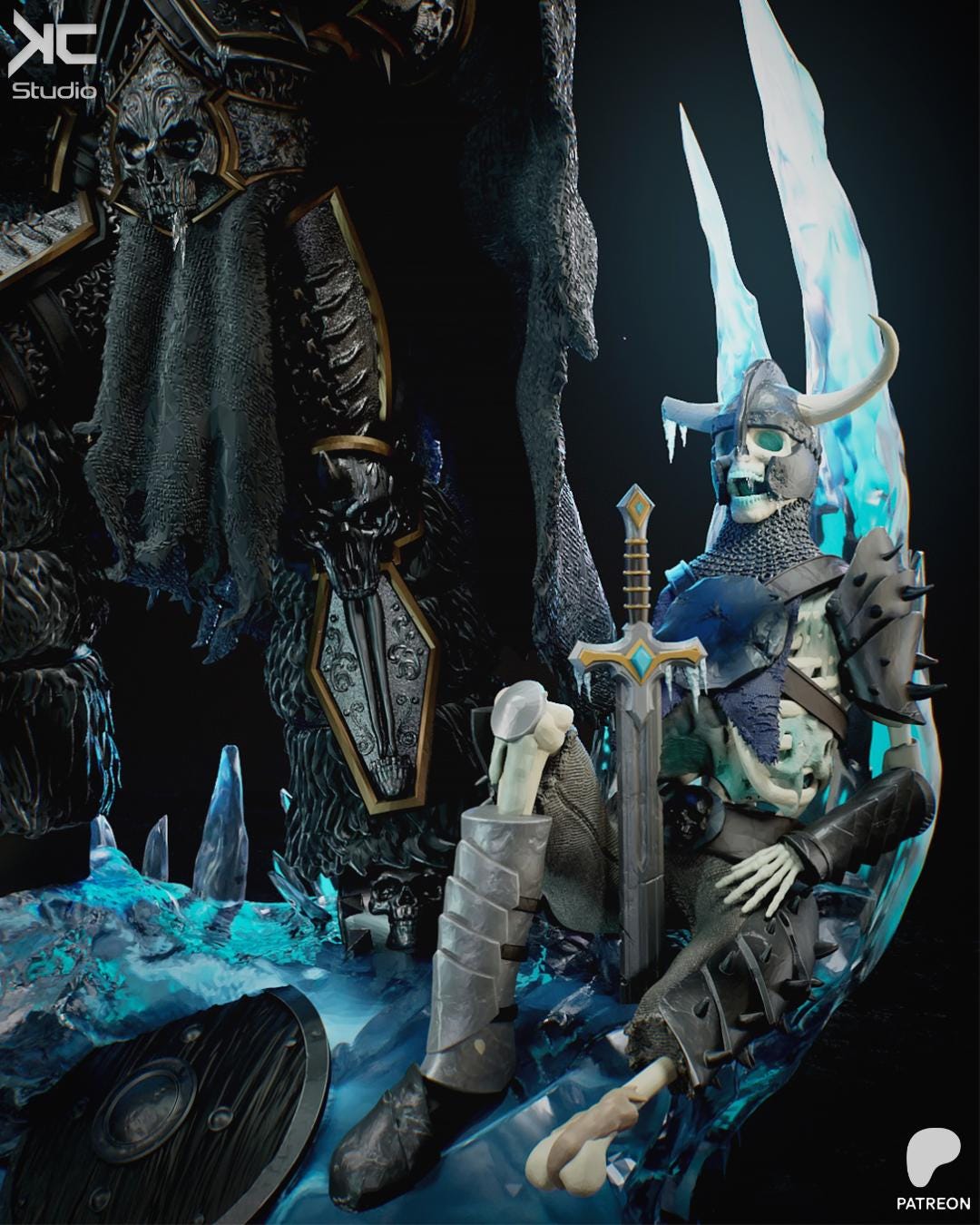 Crown Of Endless Winter - Undead King Fantasy Death Knight The Lich King Resin Figure 16K