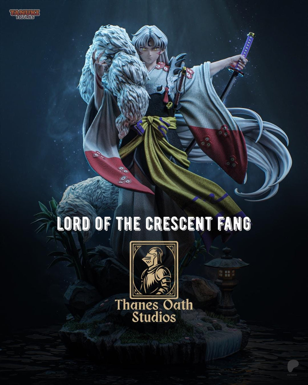 Lord Of The Crescent Fang - Moonlit Katana Warrior Cold Sovereign Sesshomaru Resin Figure 16K