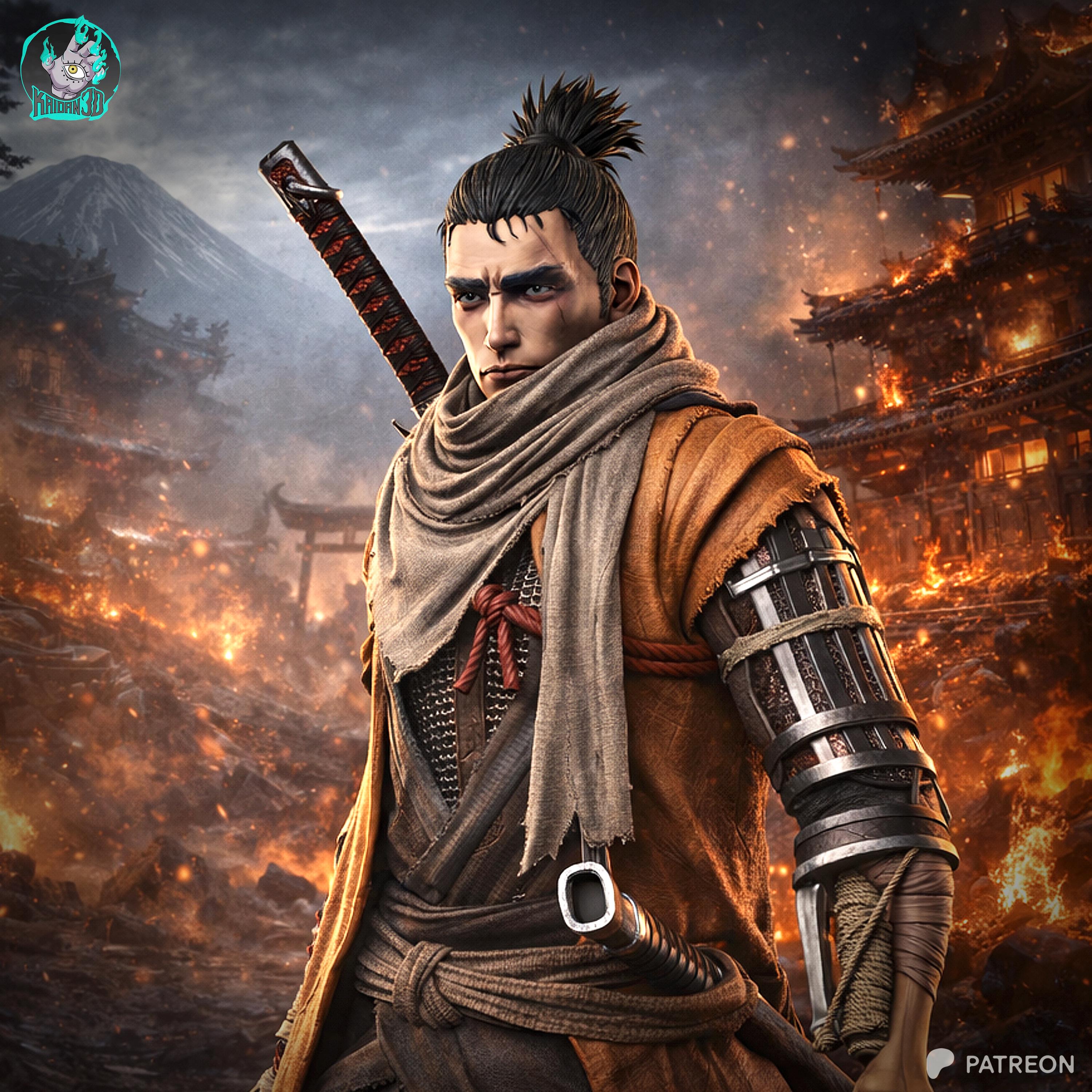 Ashes Of The Wolf - Shinobi Katana Warrior Soulslike Sekiro Resin Figure 16K