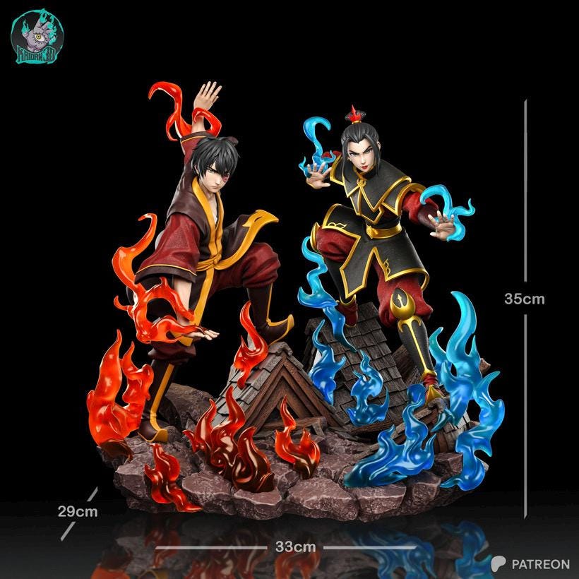 Sins Of The Royal Blood - Anime Fire Nation Duo Zuko x Azula Resin Figure 16K