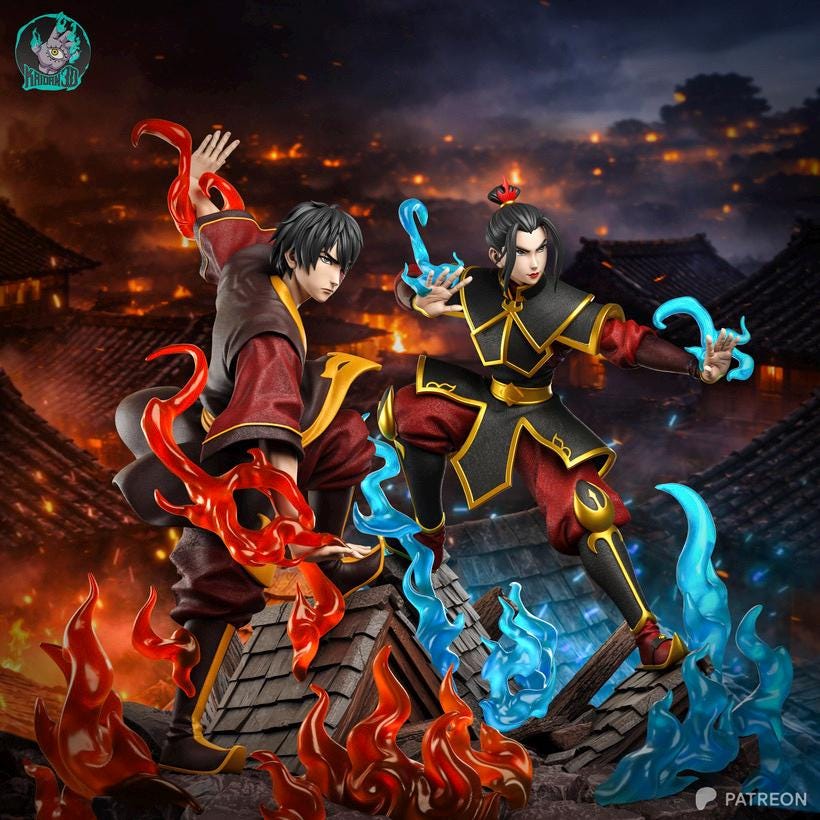 Sins Of The Royal Blood - Anime Fire Nation Duo Zuko x Azula Resin Figure 16K