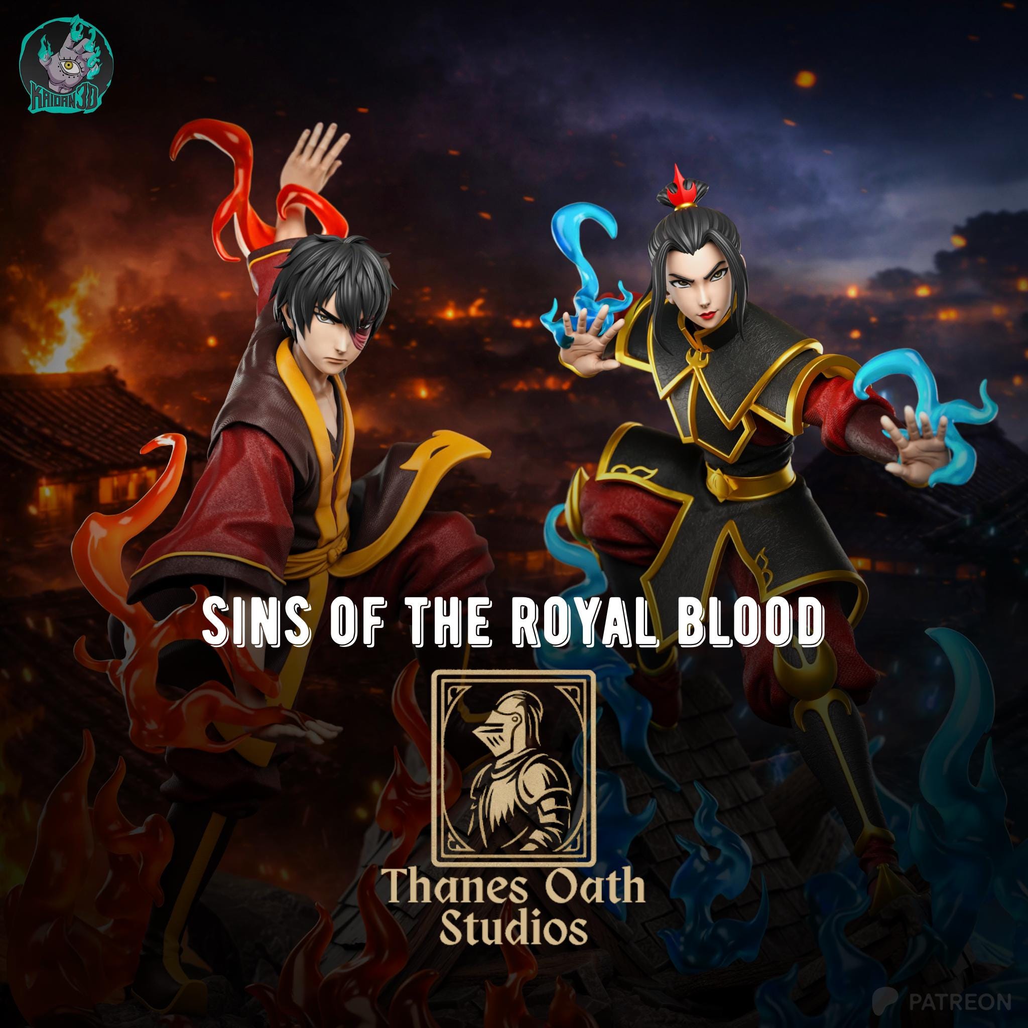 Sins Of The Royal Blood - Anime Fire Nation Duo Zuko x Azula Resin Figure 16K