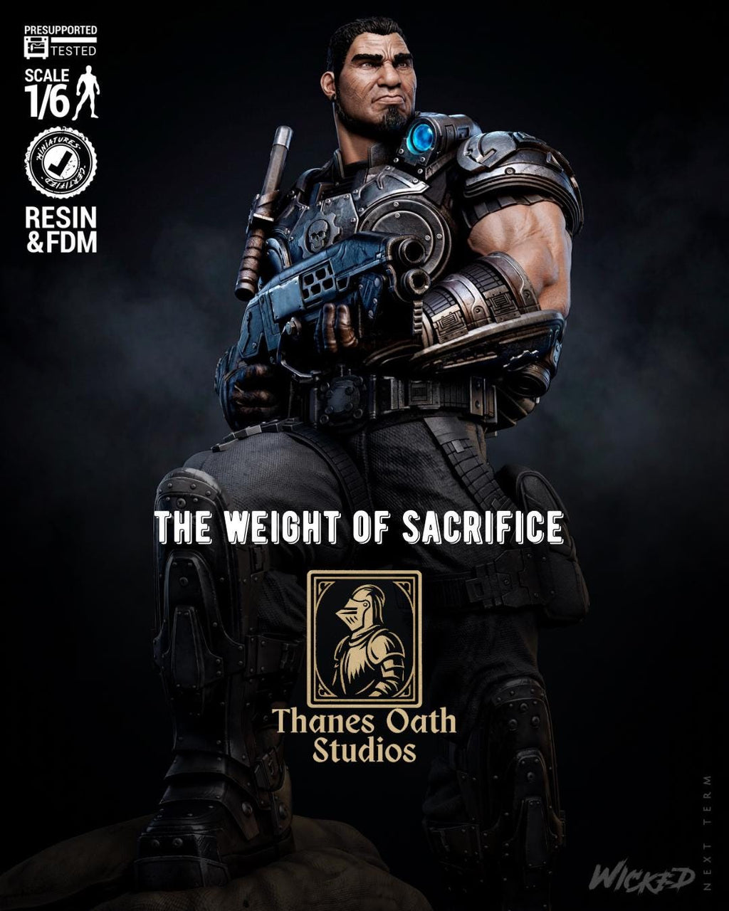 The Weight Of Sacrifice - Soldier Statue Gaming War Torn Hero Dominic Santiago Resin Figure 16K